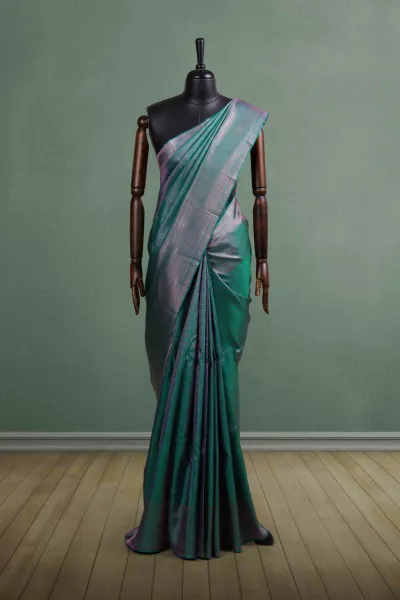 Peacock Green Silk Kancheepuram Saree